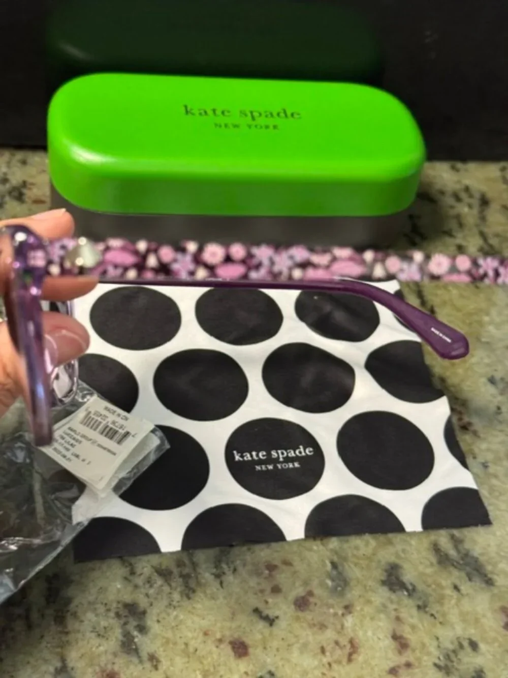 Kate Spade LUCCA/G/S 0789 55 17 140 Sunglasses Lilac/Flower Frame New w/Case